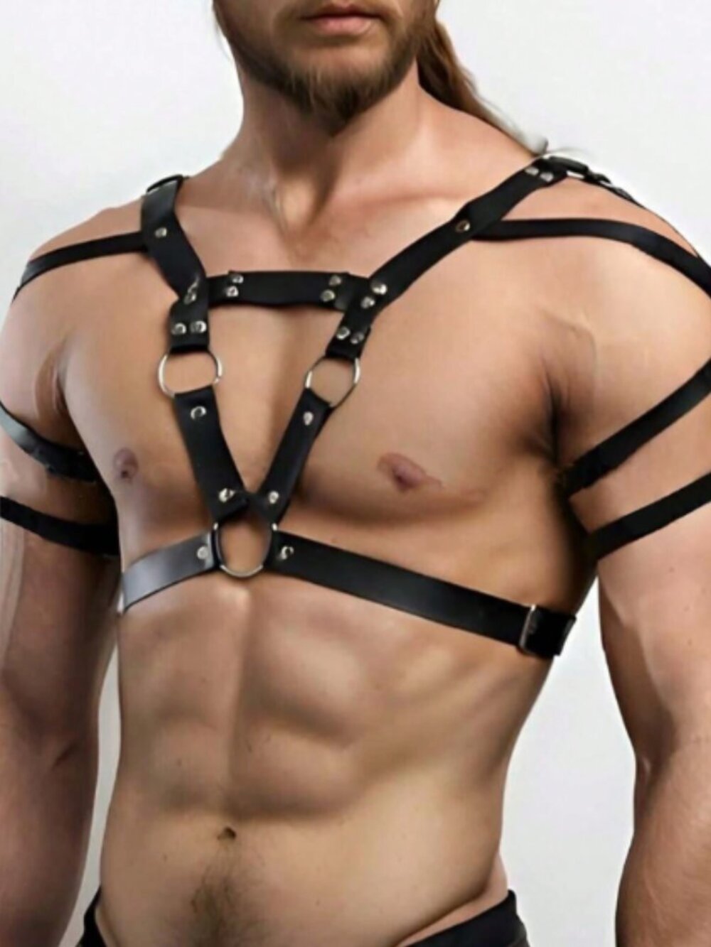 Mens Gladiator Chest Harness, Mens PU Leather Armor , Shoulder Harness Harness M